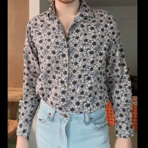 Hart-schaffner-marx Men's White and Blue Shirt